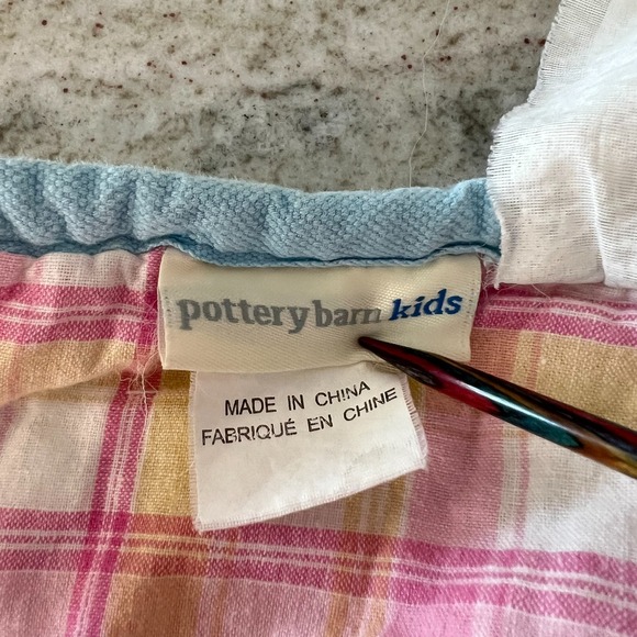 POTTERY BARN KIDS Pastel Madras Twin Bed Quilt Patchwork Pink Blue Yellow Green - Picture 9 of 13